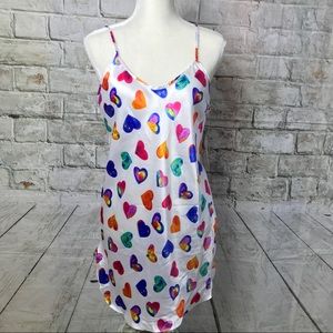 Romantic Moods Slip Nightgown Sz Med White w Heart